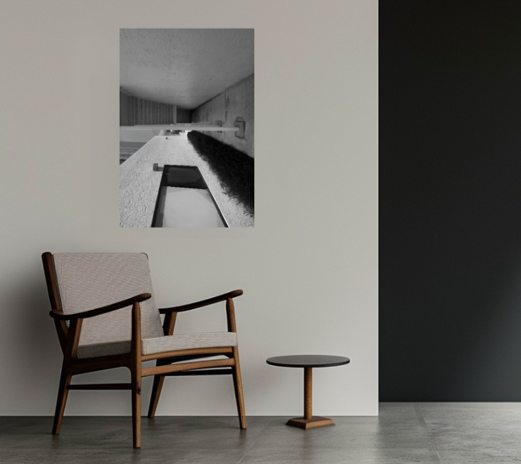 Blind Entry 24 × 36 inch acrylic print shown to scale in a contemporary interior