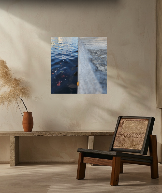 Concrete Drift 30 × 30 inch acrylic print shown to scale in a contemporary interior