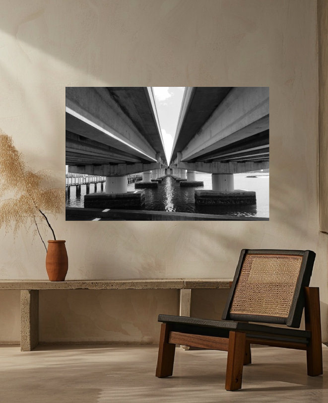 Interior view shown at 60 × 40 inch acrylic print. Custom sizing is available by inquiry through the studio contact form.