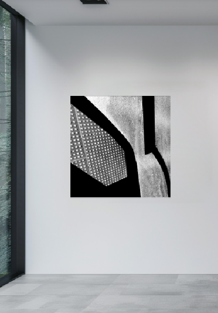 Urban Arc 40 × 40 inch acrylic print shown to scale in a contemporary interior